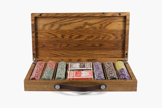 Custom Engraved Walnut Poker Set with 300 Plastic Chips